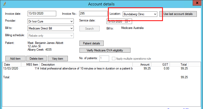 Change location in account details