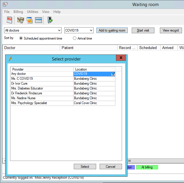 Add patients to any doctor in waiting room
