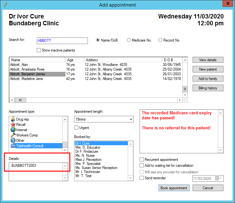 Record the patient's ID