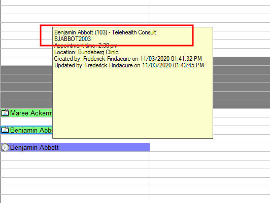 Patient ID in appointment book