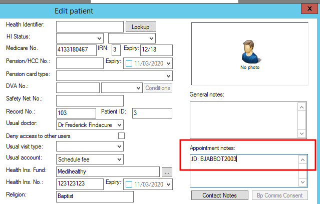 Patient ID in demographics