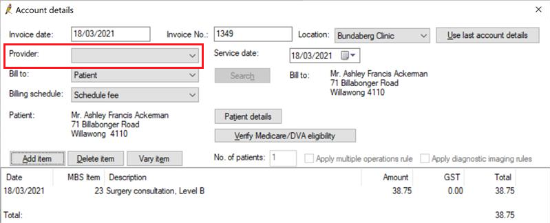 Select the correct provider from the blank dropdown